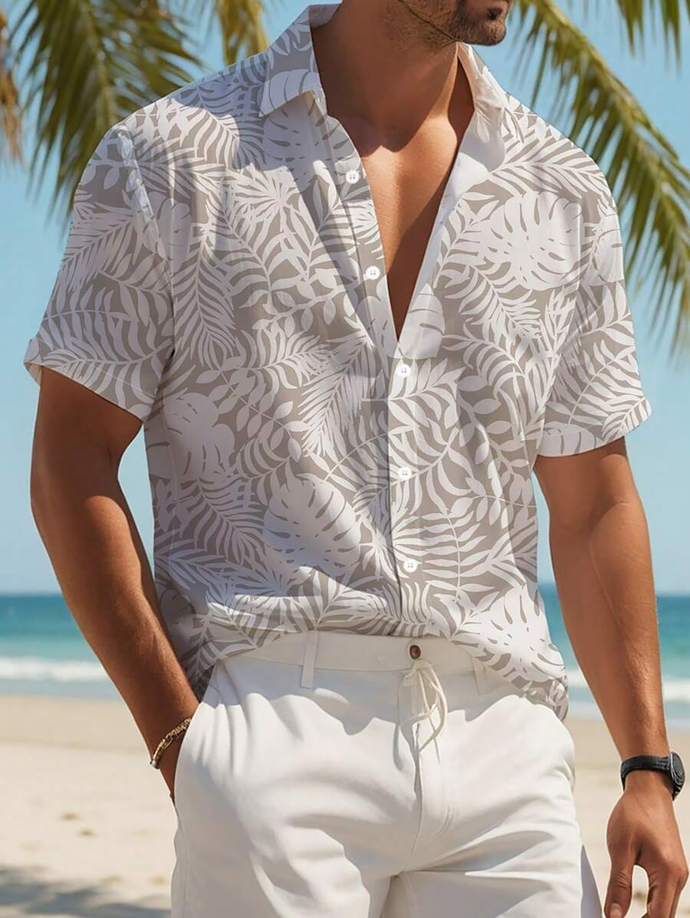 Beach Shirt Hawaiian - Summer Men's Casual Hawaiian Shirt Tropical