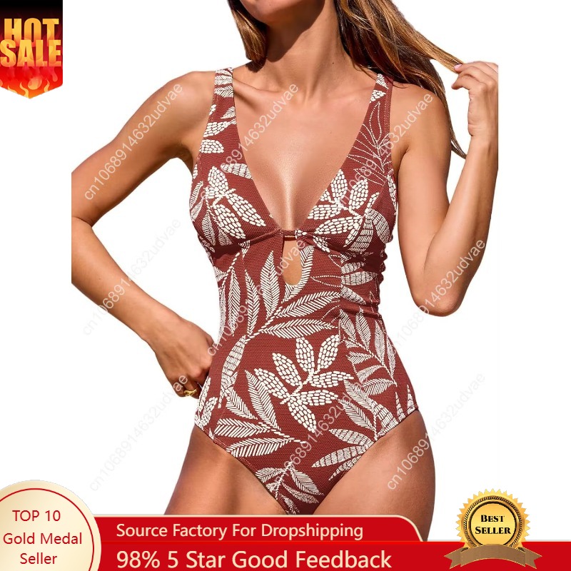 Swimsuit One Piece - Women's One Piece Swimsuit Deep V