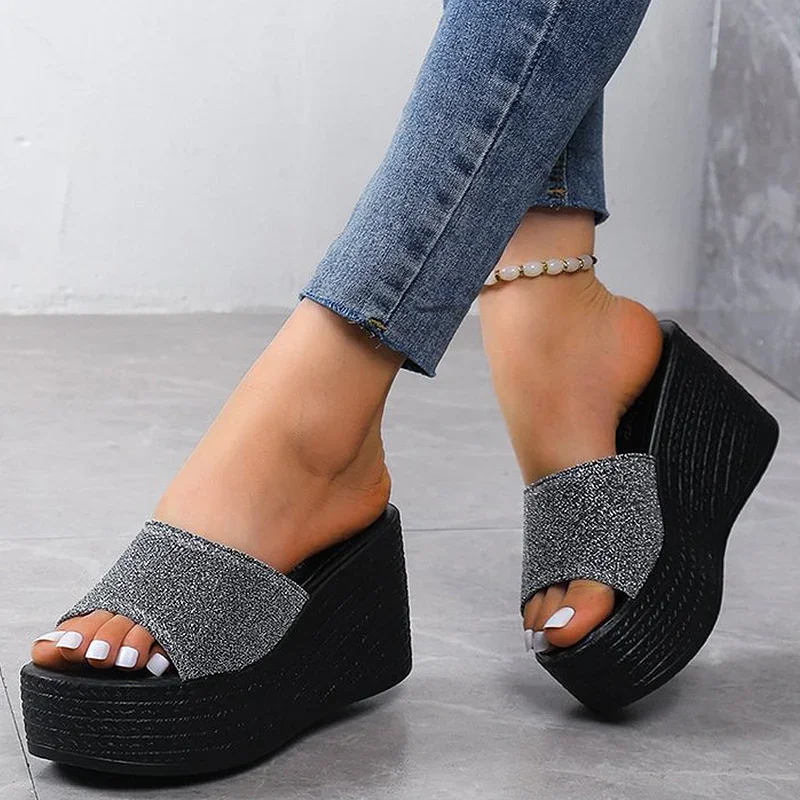 Summer Clothing Fabric - Shoes Women Slippers Soft Bottom Wedge