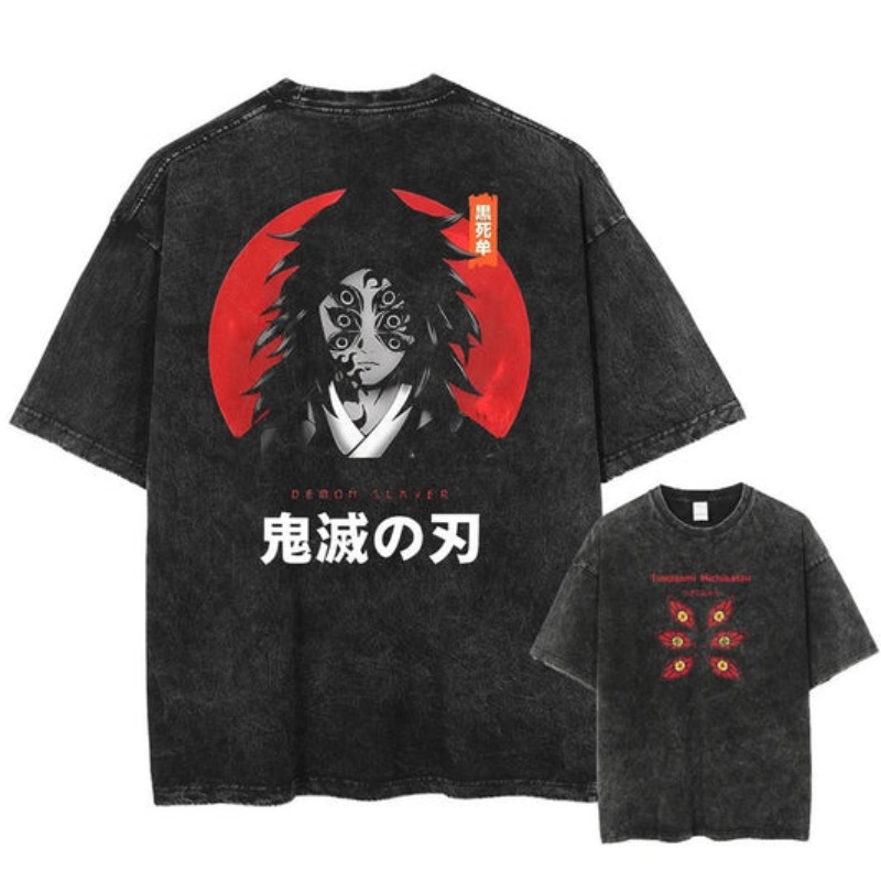 Japanese Summer Clothing Men - Japanese Anime Demon Slayer Washed Y2K