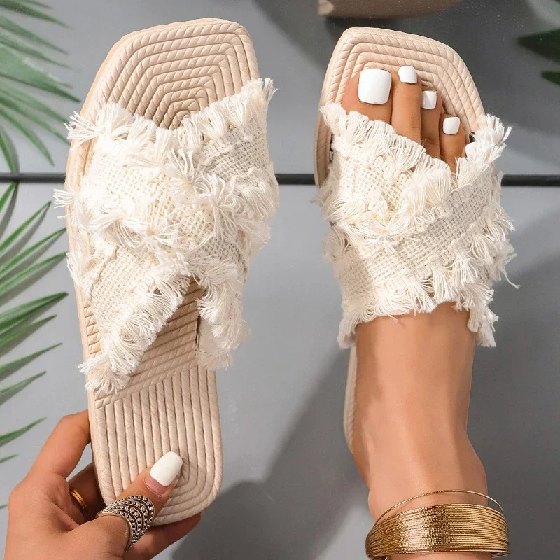 Summer Clothing Fabric - New Bohemian Resort Slippers 36-43 Women's