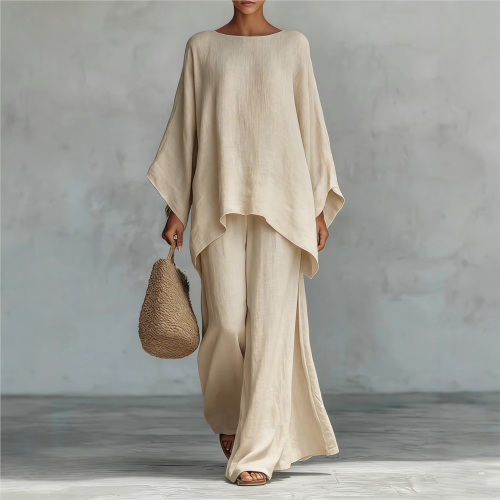 Summer Zara - Fashion Linen Loose Long-sleeved Wide-leg Trousers