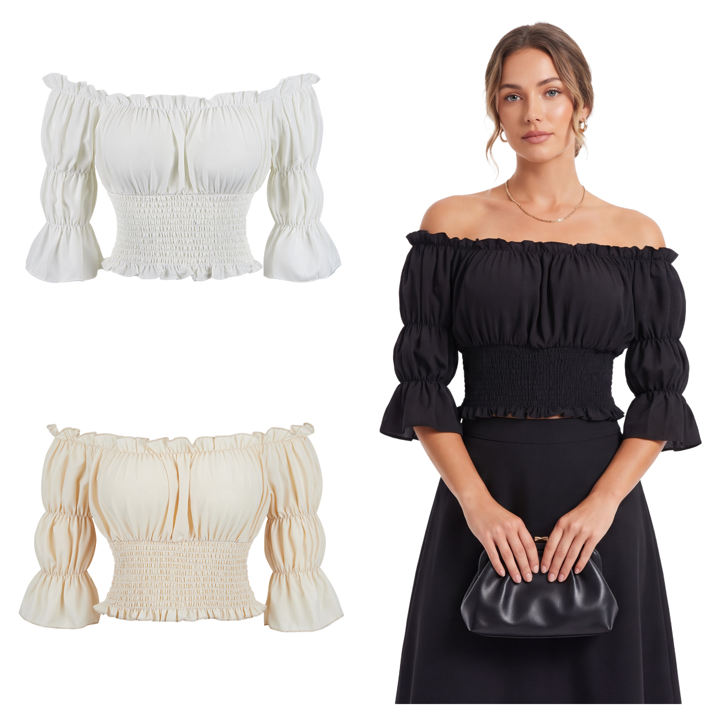 Off Shoulder Blouse - Renaissance Blouse Women Top with Short