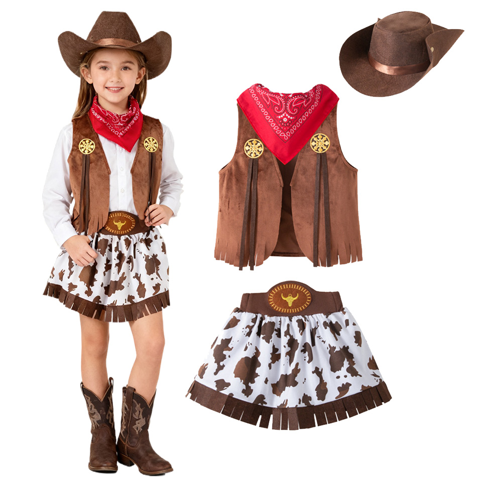 Summer Clothing Europe - Summer Cowgirl Costume for Girls 4PCS