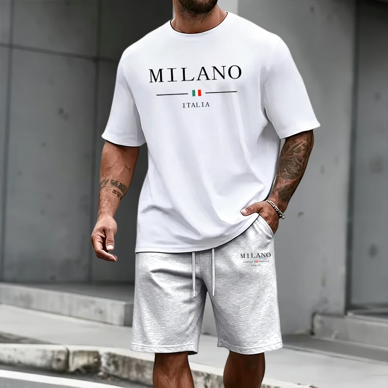 Summer Clothing For Young Men - Men's Tracksuit Short Sleeve Top and