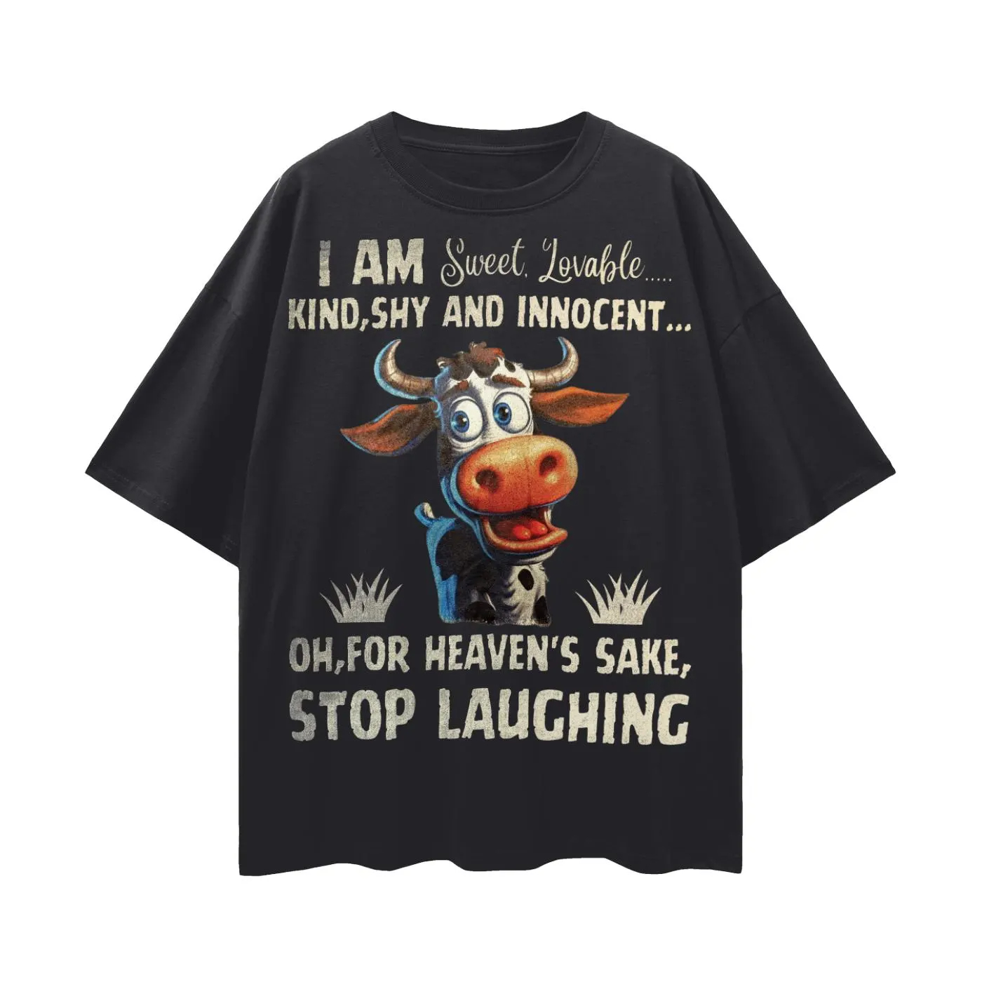 Summer Clothing Clipart - Loveable Cow Clipart Shirt Funny Oversized