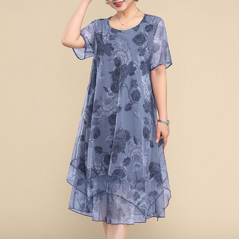 NEW O-Neck Short Sleeve Dresse - Summer Clothing For 70 Year Old Woman incelemesi ve fiyatı