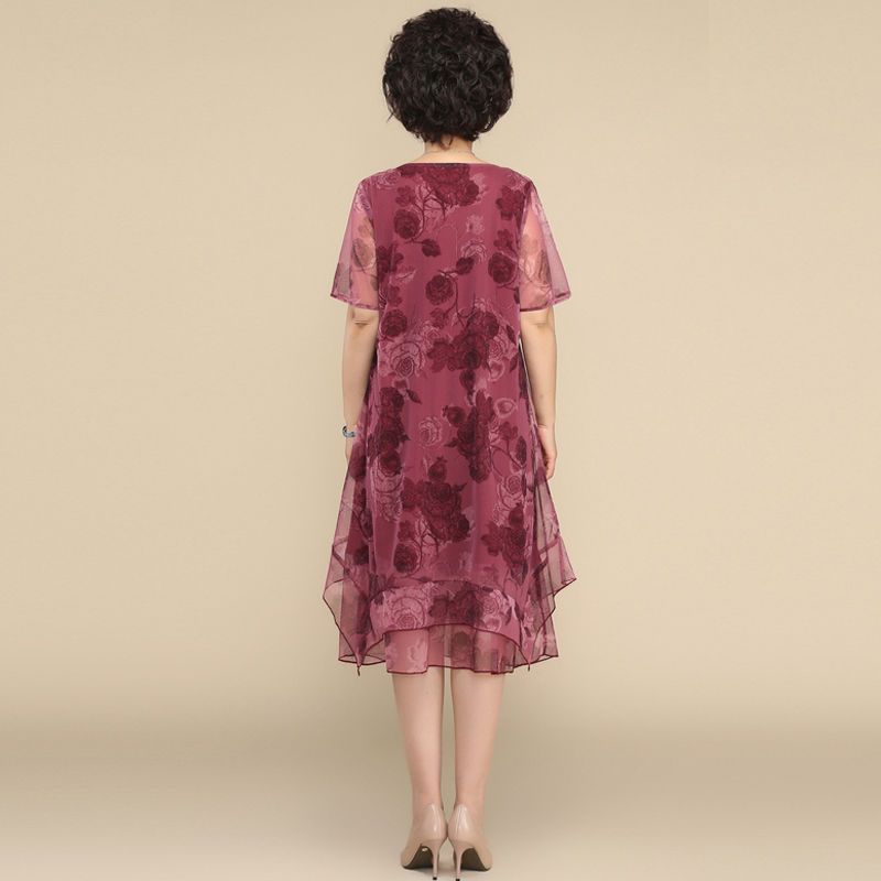 NEW O-Neck Short Sleeve Dresse - Summer Clothing For 70 Year Old Woman incelemesi ve fiyatı
