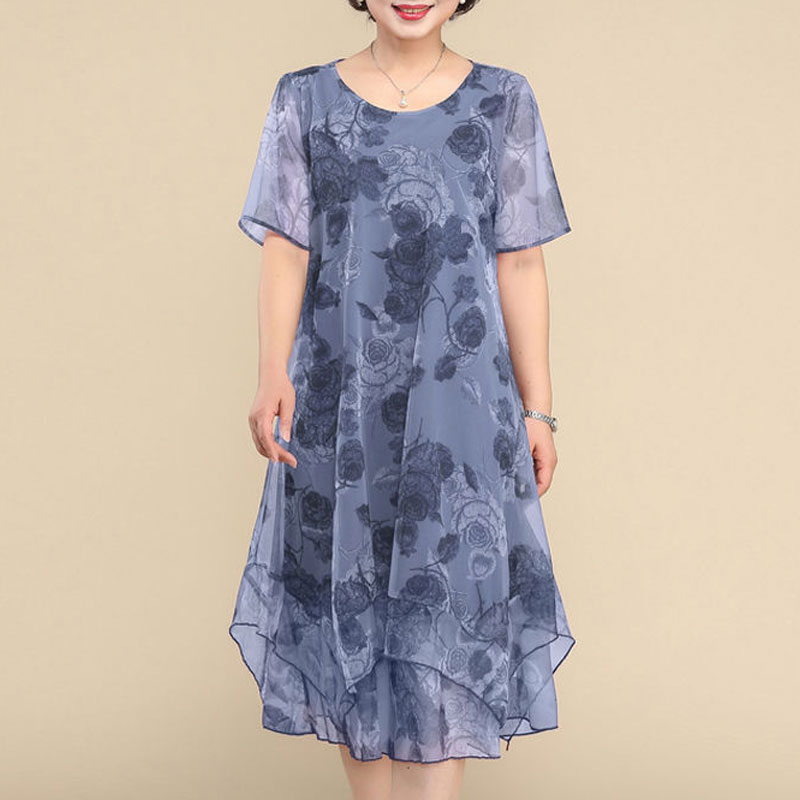 NEW O-Neck Short Sleeve Dresse - Summer Clothing For 70 Year Old Woman incelemesi ve fiyatı