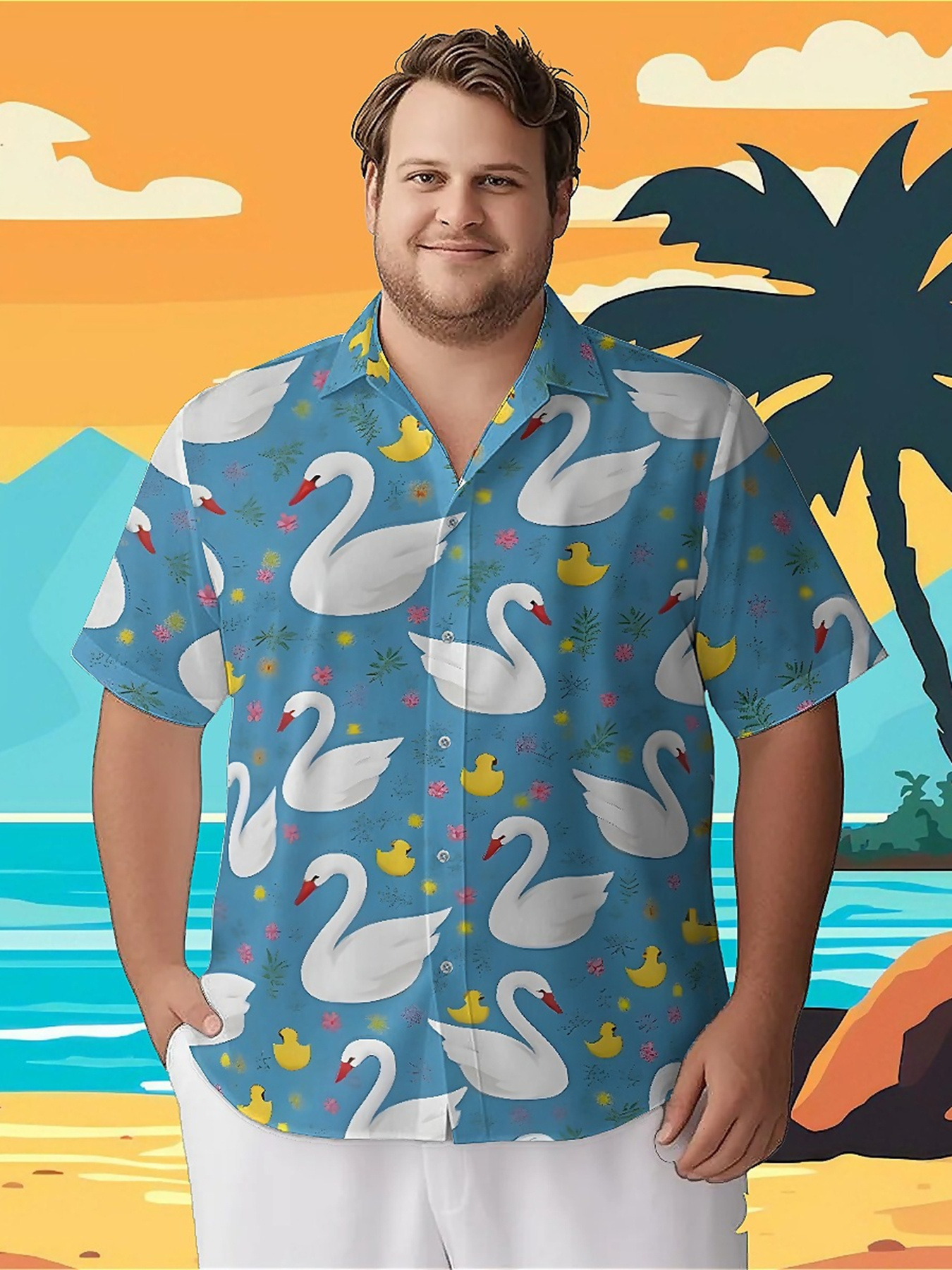 Men's Plus Size Hawaiian Shirt - Beach Shirt Hawaiian incelemesi ve fiyatı