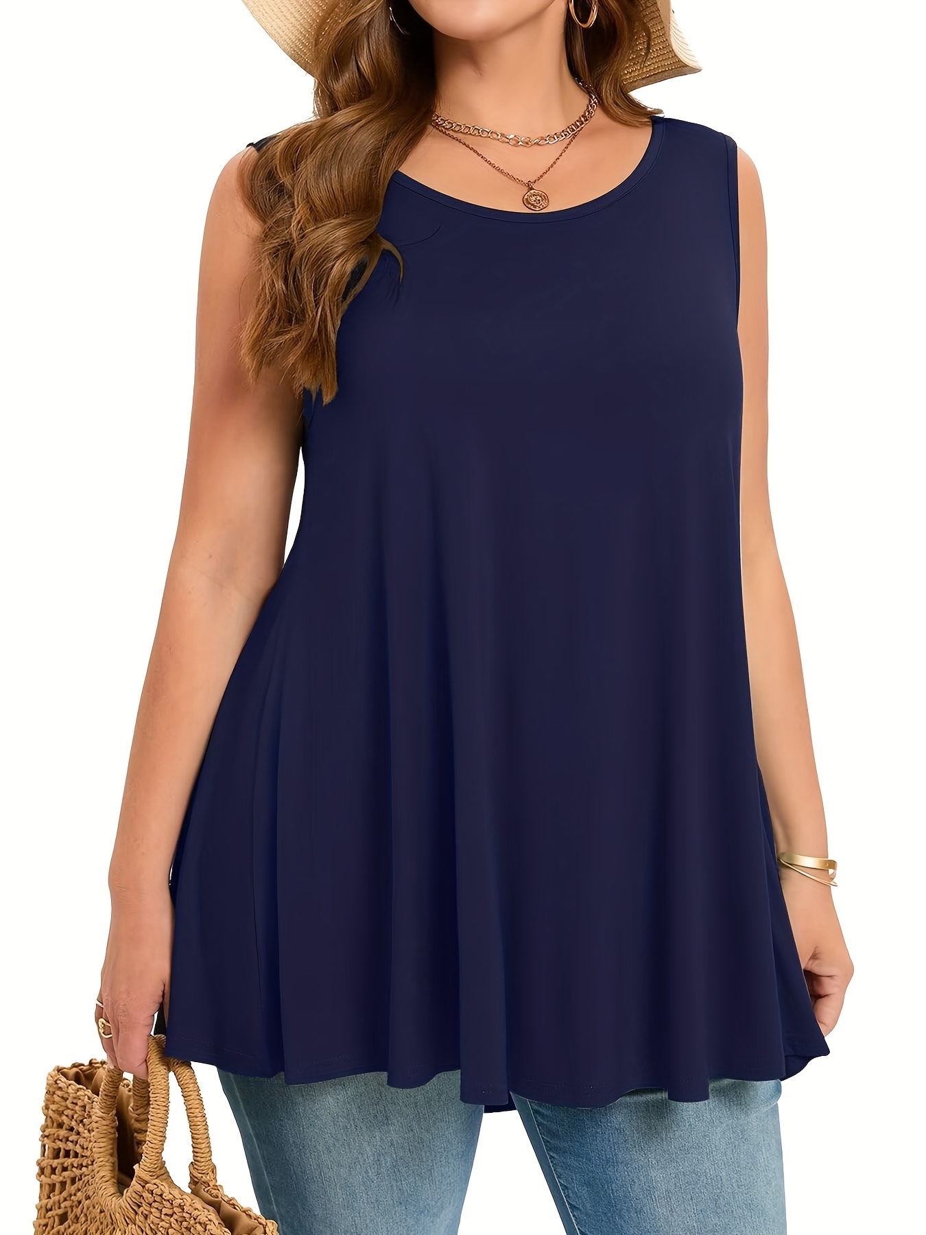 Plus Size Simple Solid Tank To - Halter Neck Top incelemesi ve fiyatı