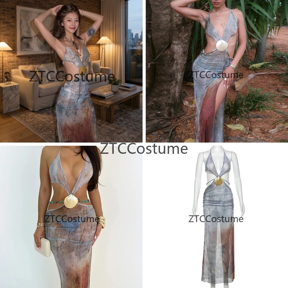 Cosplay Hollow Out Beach Dress - Halter Neck Top incelemesi ve fiyatı