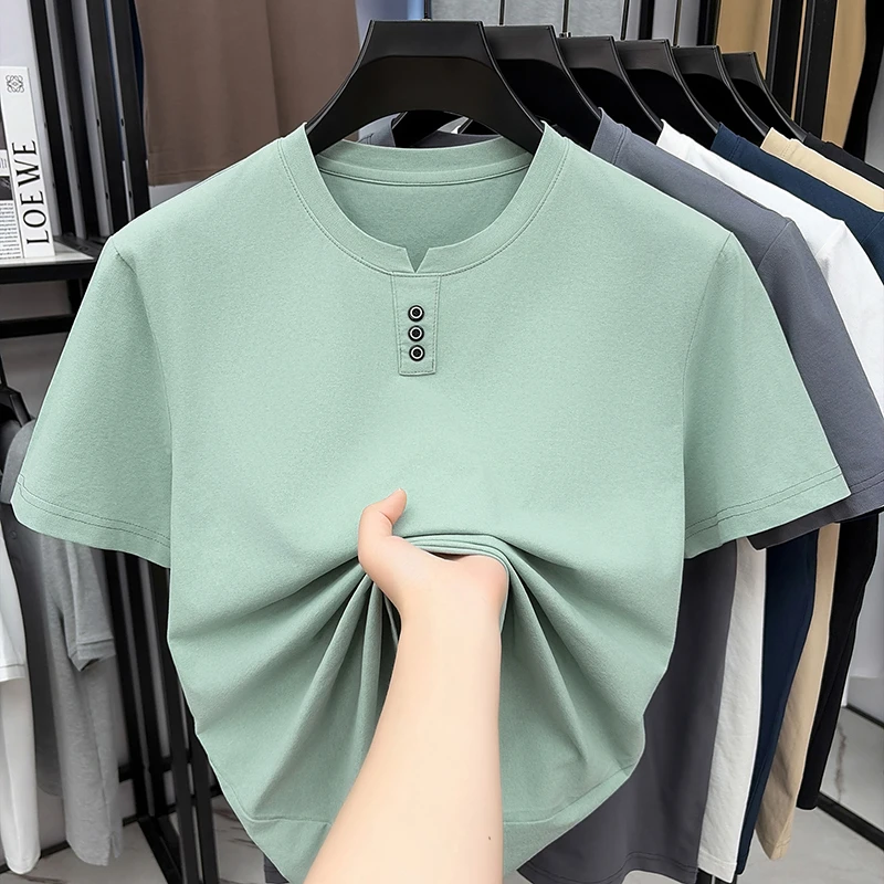 Mens Casual Henley Neck T Shir - Summer Clothing For Young Men incelemesi ve fiyatı