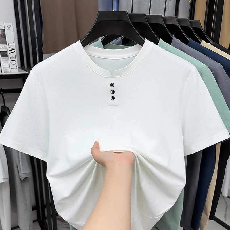 Mens Casual Henley Neck T Shir - Summer Clothing For Young Men incelemesi ve fiyatı