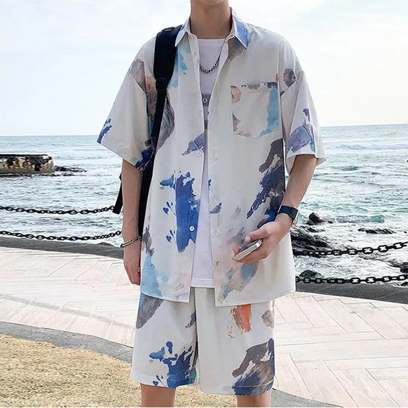 Men's Hawaiian Ice Silk Printe - Beach Shirt Hawaiian incelemesi ve fiyatı