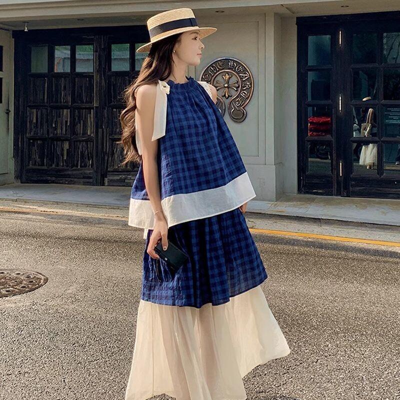 Women's Blue Plaid Two Piece S - Halter Neck Top incelemesi ve fiyatı