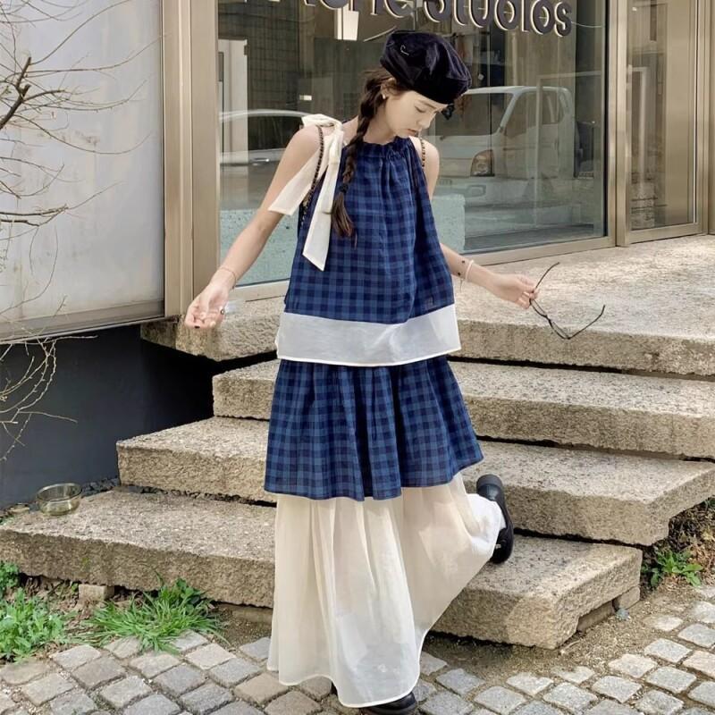 Women's Blue Plaid Two Piece S - Halter Neck Top incelemesi ve fiyatı