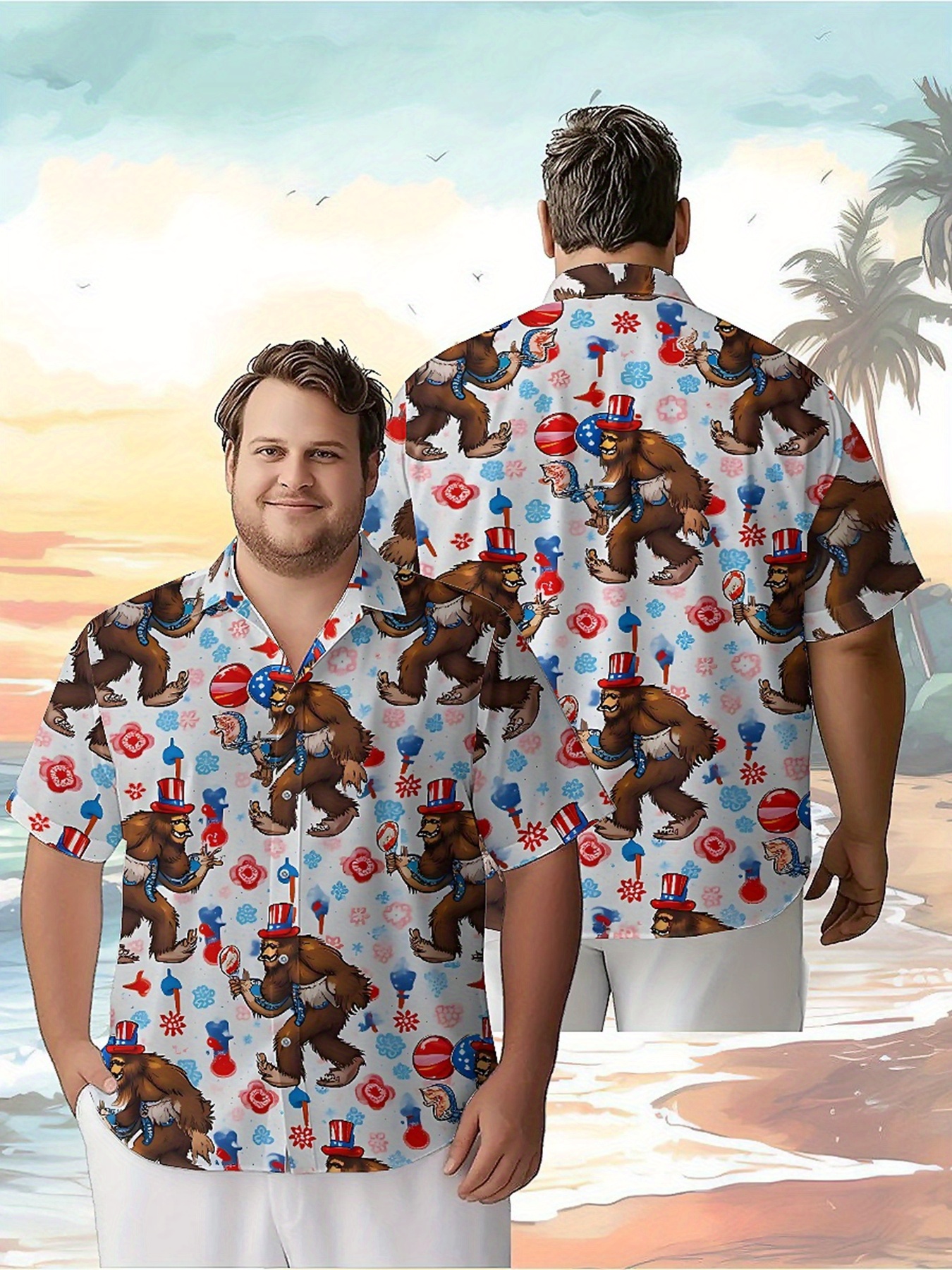 Men's Plus Size Hawaiian Shirt - Beach Shirt Hawaiian incelemesi ve fiyatı