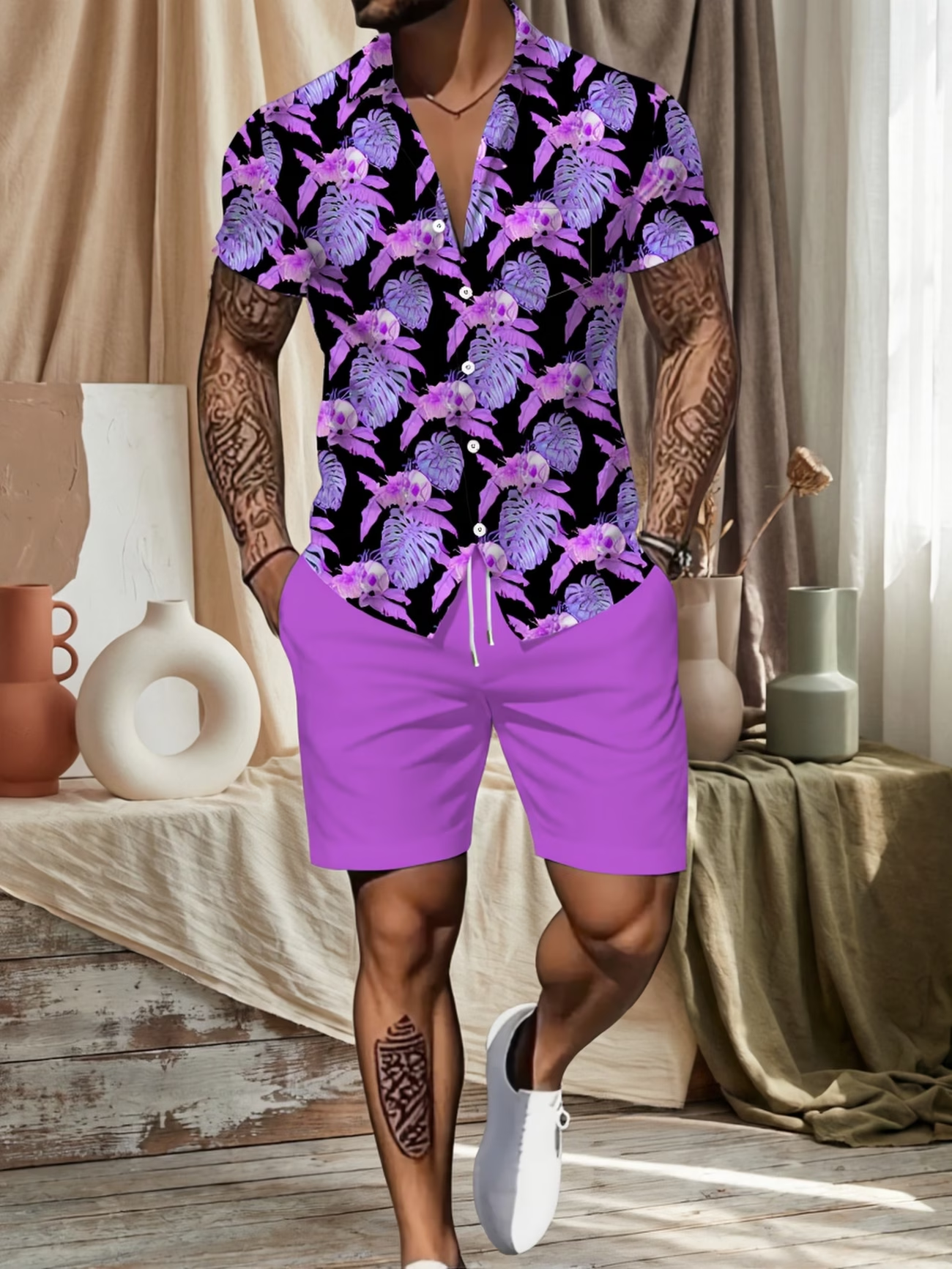 2026 New Men's 2 Piece Outfit  - Beach Shirt Hawaiian incelemesi ve fiyatı