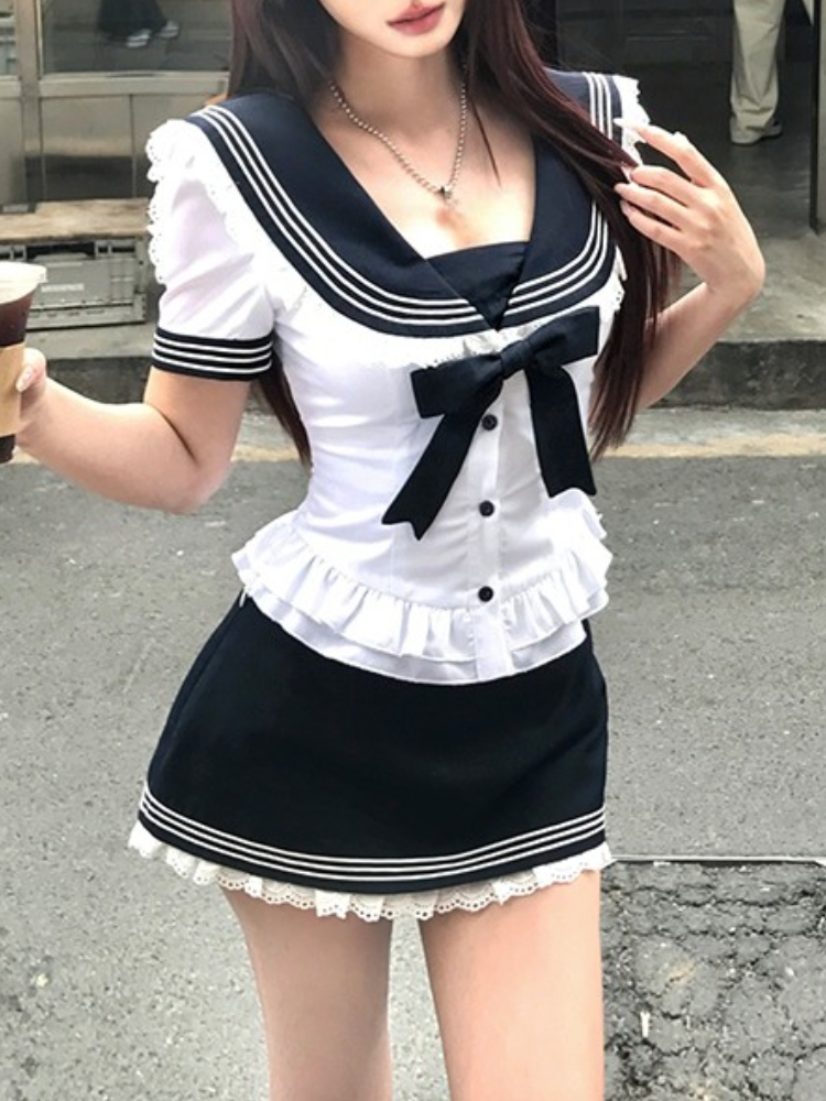 College Style Bow Sweet Two Pi - Summer Alt Clothing incelemesi ve fiyatı