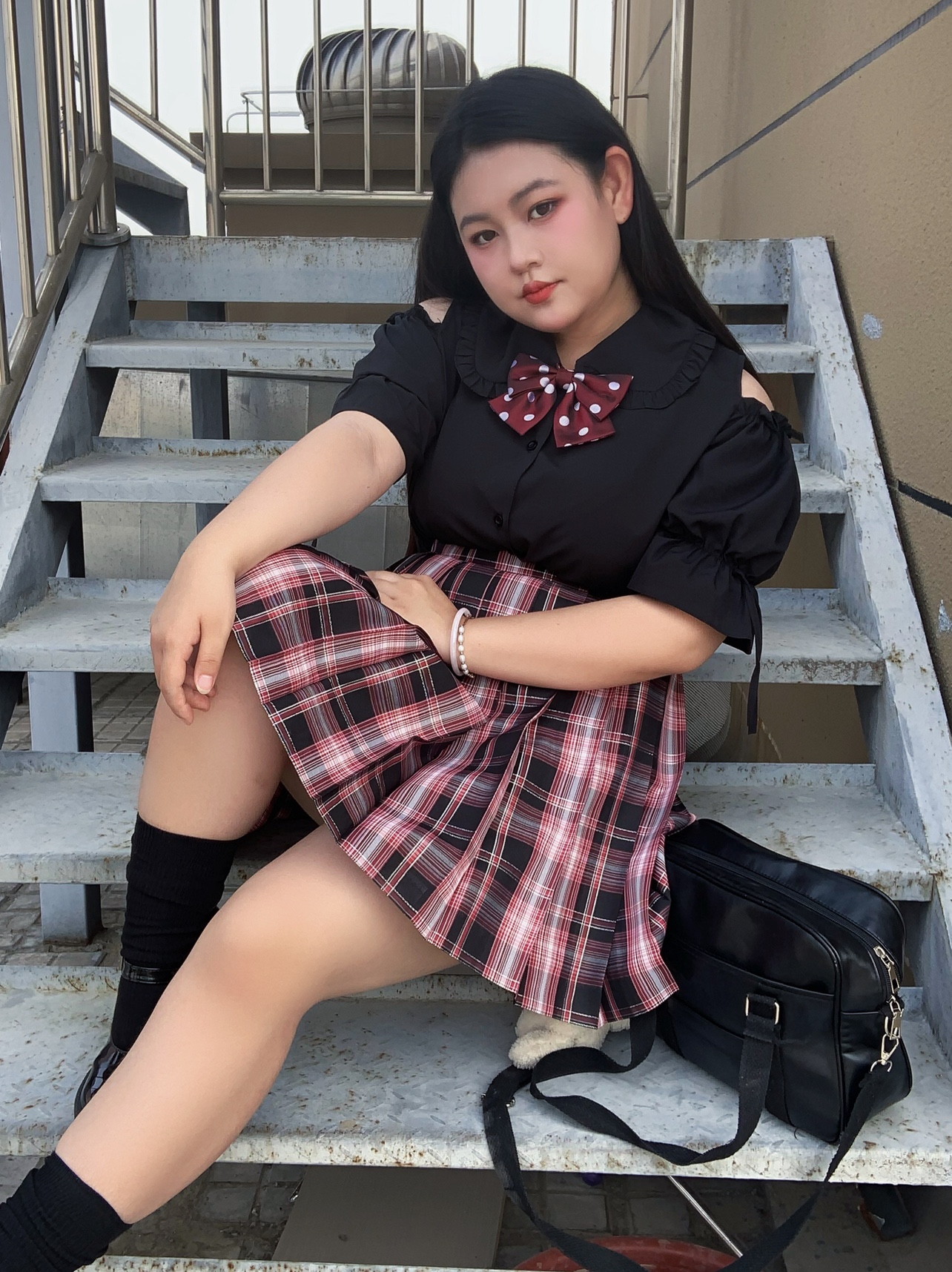 Large Size Jk Uniform Off-the- - Off Shoulder Blouse incelemesi ve fiyatı