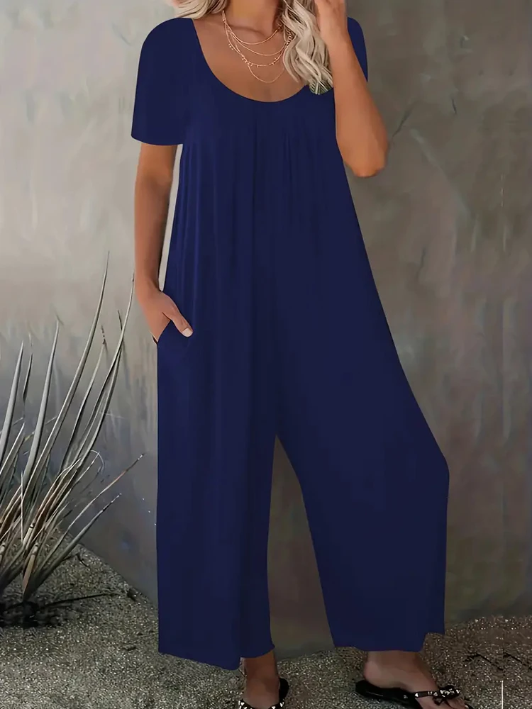 Summer Chic Solid Casual Pocke - Summer Clothing For 70 Year Old Woman incelemesi ve fiyatı