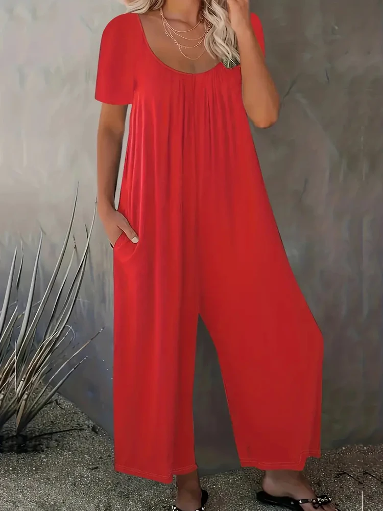 Summer Chic Solid Casual Pocke - Summer Clothing For 70 Year Old Woman incelemesi ve fiyatı