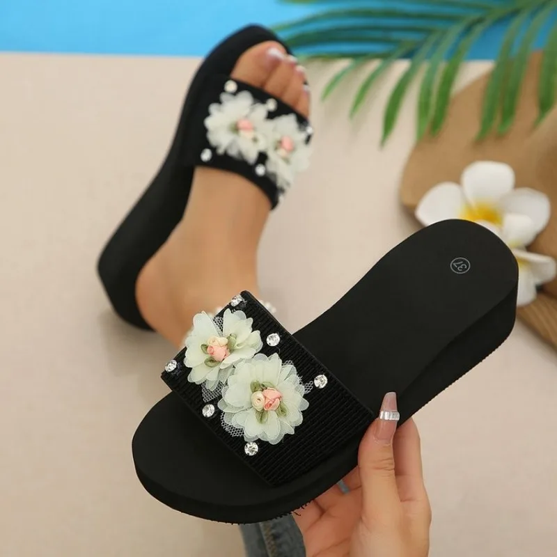 Fashion Flower Wedges High Hee - Summer Clothing Fabric incelemesi ve fiyatı