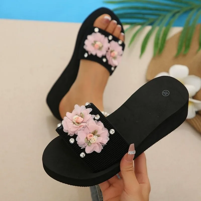 Fashion Flower Wedges High Hee - Summer Clothing Fabric incelemesi ve fiyatı