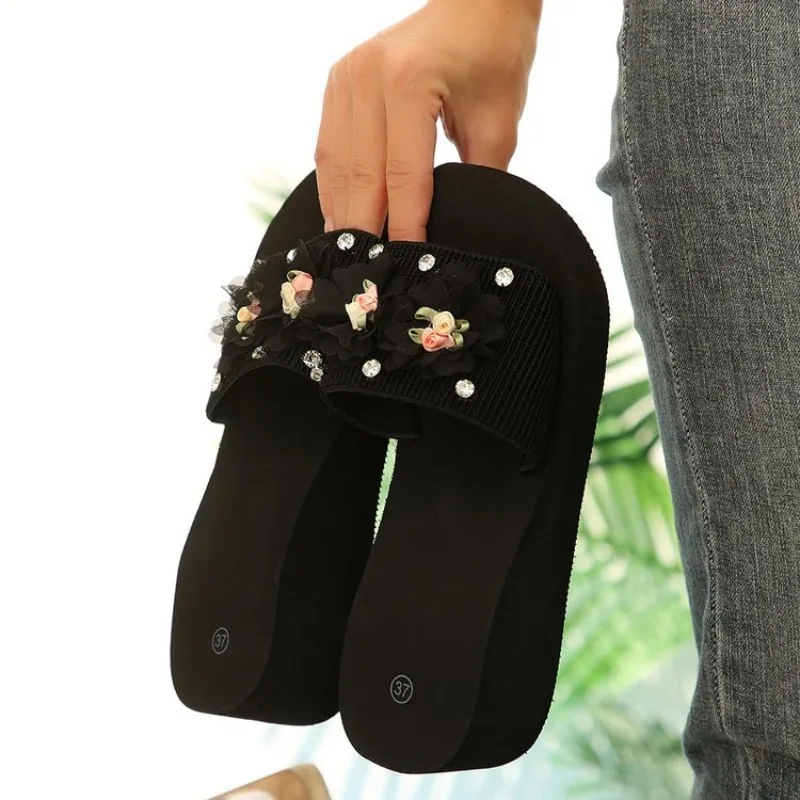 Fashion Flower Wedges High Hee - Summer Clothing Fabric incelemesi ve fiyatı
