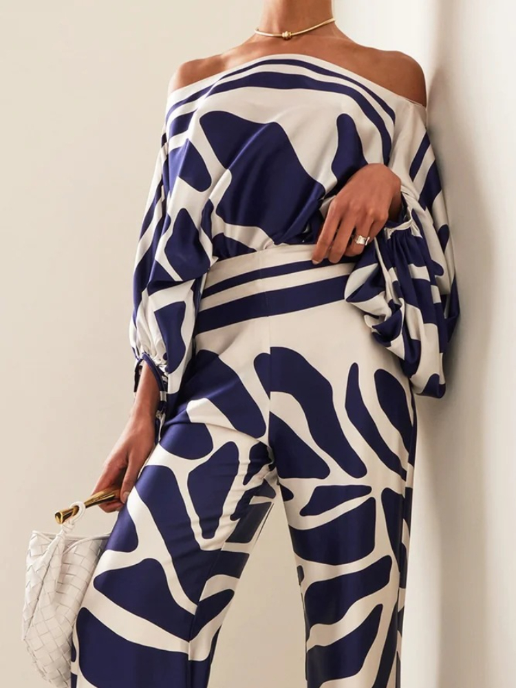 Women's Printed Satin 2-piece  - Off Shoulder Blouse incelemesi ve fiyatı