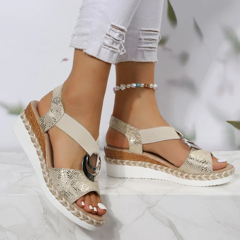Metal Buckle Wedge Sandals for - Espadrille Sandal Women incelemesi ve fiyatı