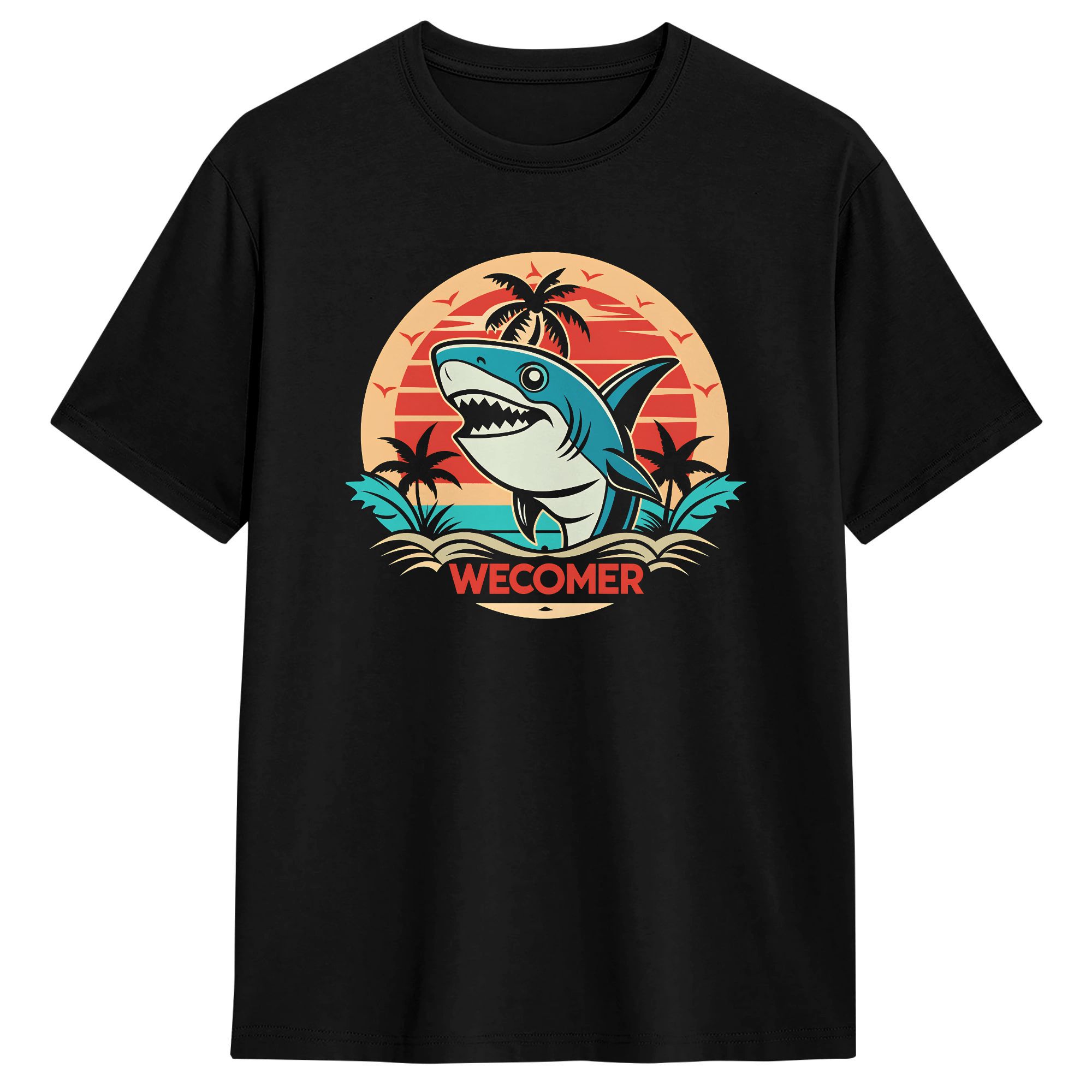 Men's T Shirt Retro Shark Clip - Summer Clothing Clipart incelemesi ve fiyatı