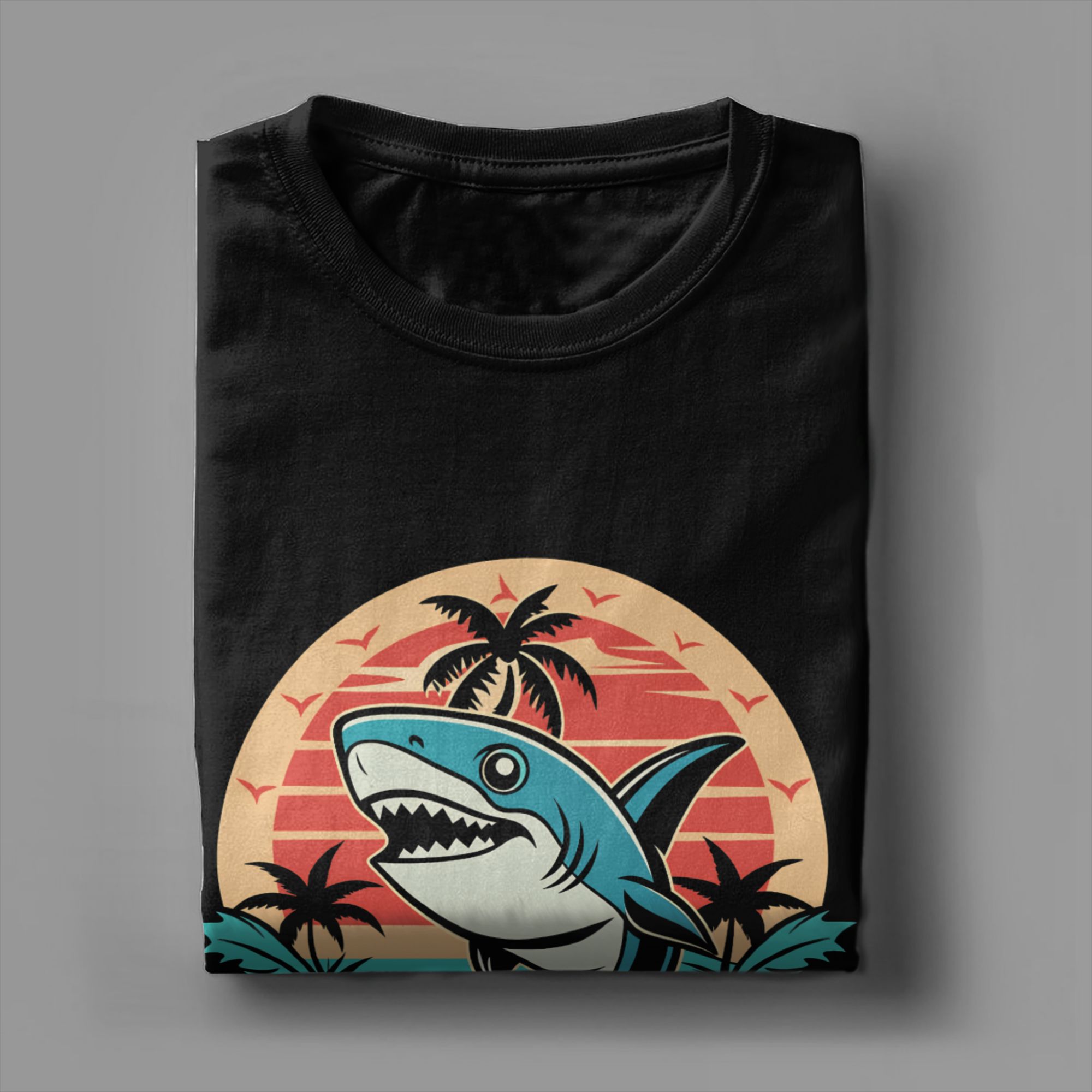Men's T Shirt Retro Shark Clip - Summer Clothing Clipart incelemesi ve fiyatı
