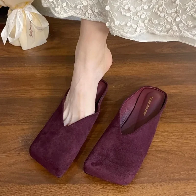 Women Suede Flats Mules Shoes  - Summer Clothing Fabric incelemesi ve fiyatı