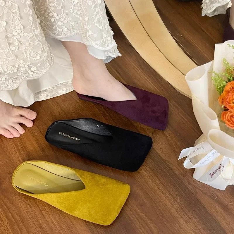 Women Suede Flats Mules Shoes  - Summer Clothing Fabric incelemesi ve fiyatı