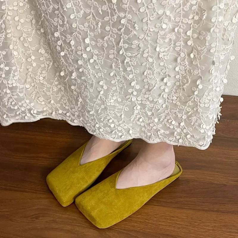 Women Suede Flats Mules Shoes  - Summer Clothing Fabric incelemesi ve fiyatı