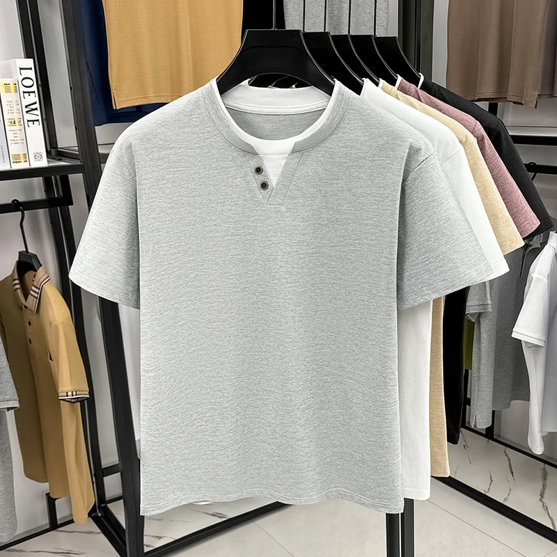 Men's Minimalist Henley Neck T - Summer Clothing Fabric incelemesi ve fiyatı