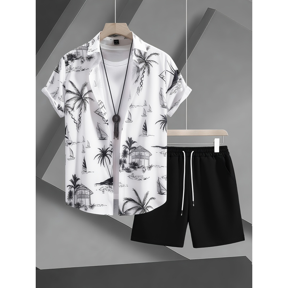 Summer Man Set Coconut Tree Fr - Beach Shirt Hawaiian incelemesi ve fiyatı