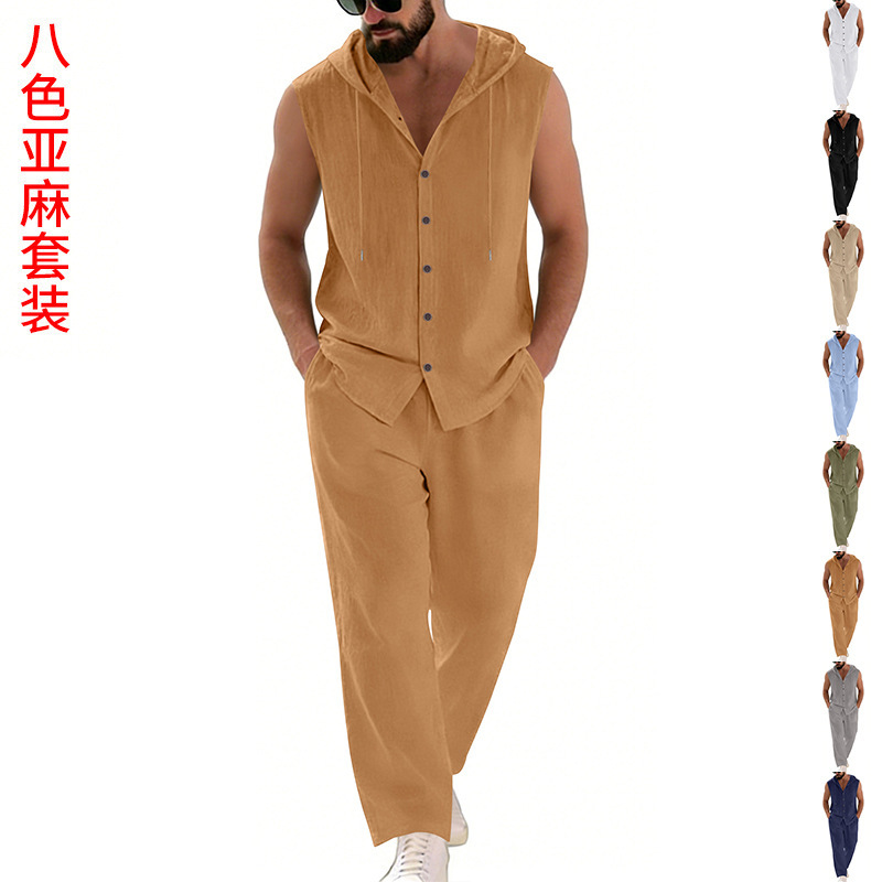 Men's Casual Linen Suit Hooded - Summer Clothing Usa incelemesi ve fiyatı