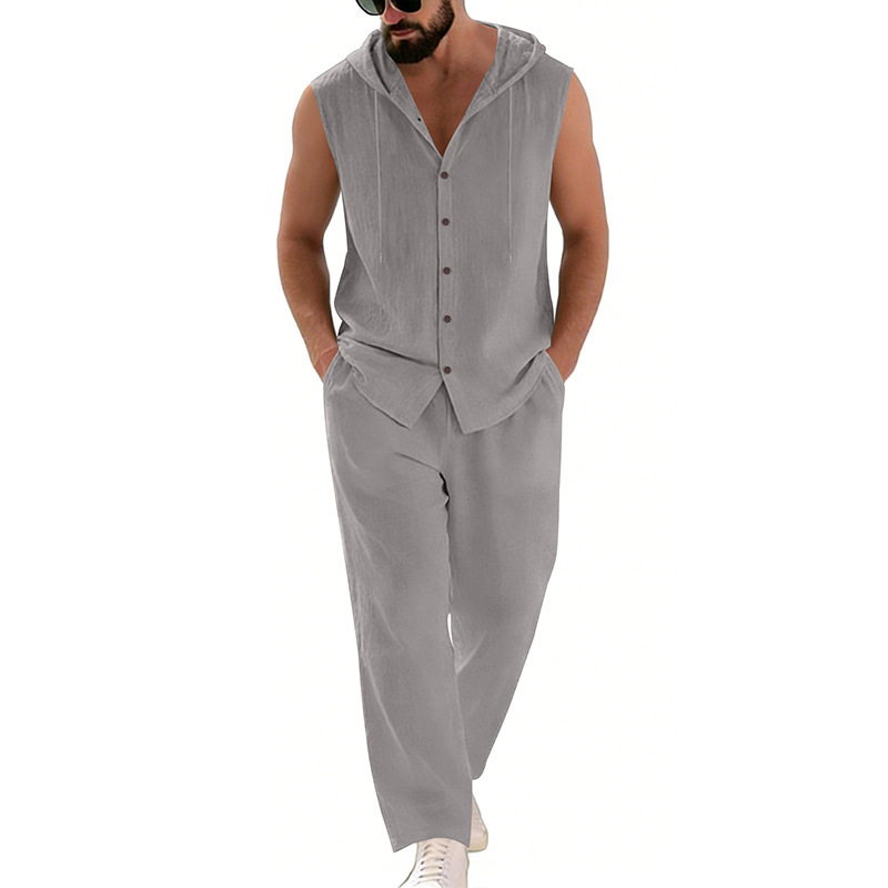 Men's Casual Linen Suit Hooded - Summer Clothing Usa incelemesi ve fiyatı