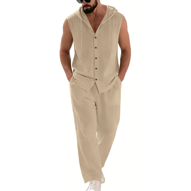 Men's Casual Linen Suit Hooded - Summer Clothing Usa incelemesi ve fiyatı
