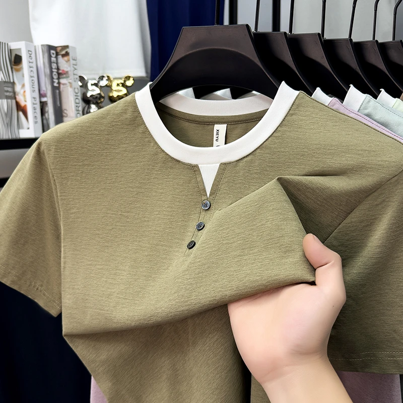 Mens Short Sleeve Henley Neck  - Summer Clothing For Young Men incelemesi ve fiyatı