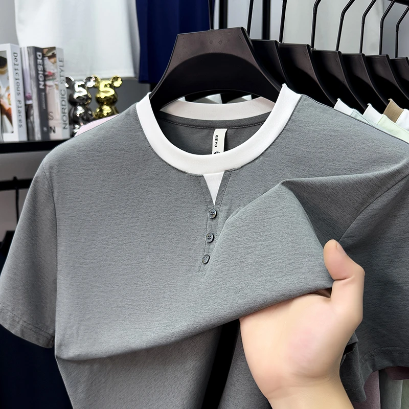 Mens Short Sleeve Henley Neck  - Summer Clothing For Young Men incelemesi ve fiyatı