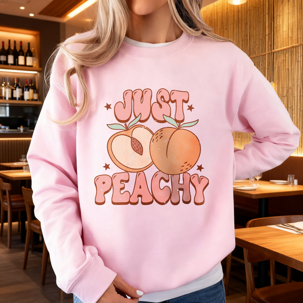 Just Peachy Sweatshirt Retro U - Summer Clothing For 70 Year Old Woman incelemesi ve fiyatı