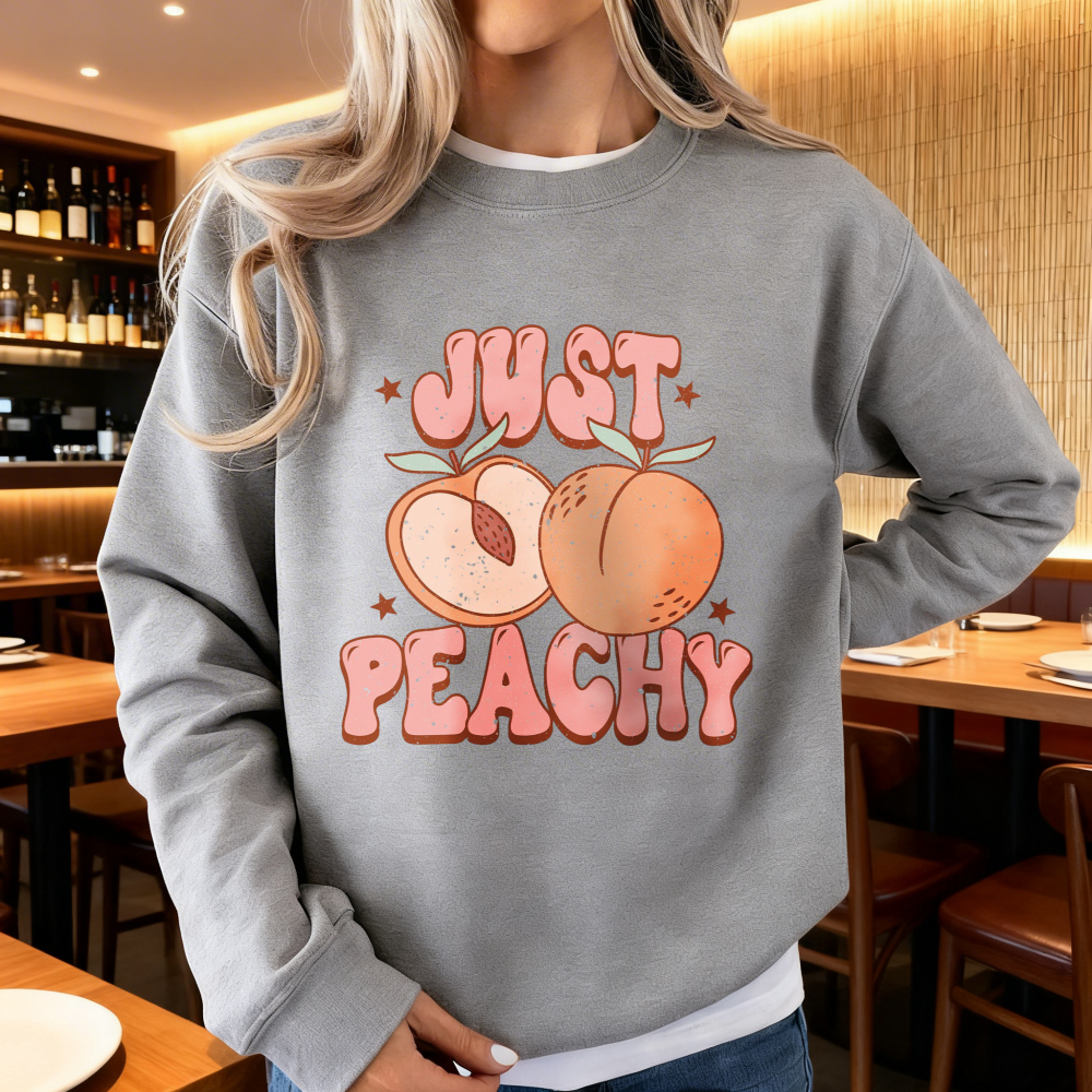Just Peachy Sweatshirt Retro U - Summer Clothing For 70 Year Old Woman incelemesi ve fiyatı