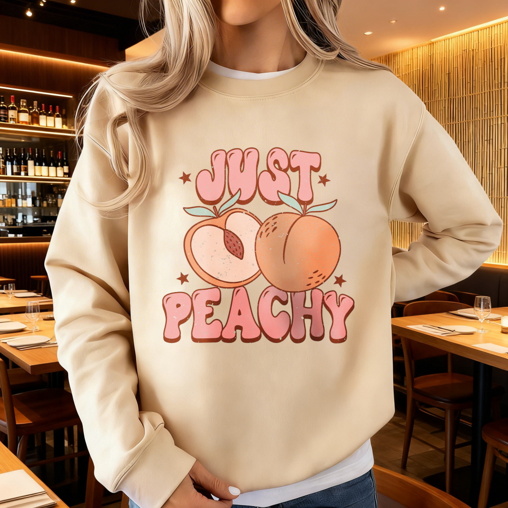 Just Peachy Sweatshirt Retro U - Summer Clothing For 70 Year Old Woman incelemesi ve fiyatı