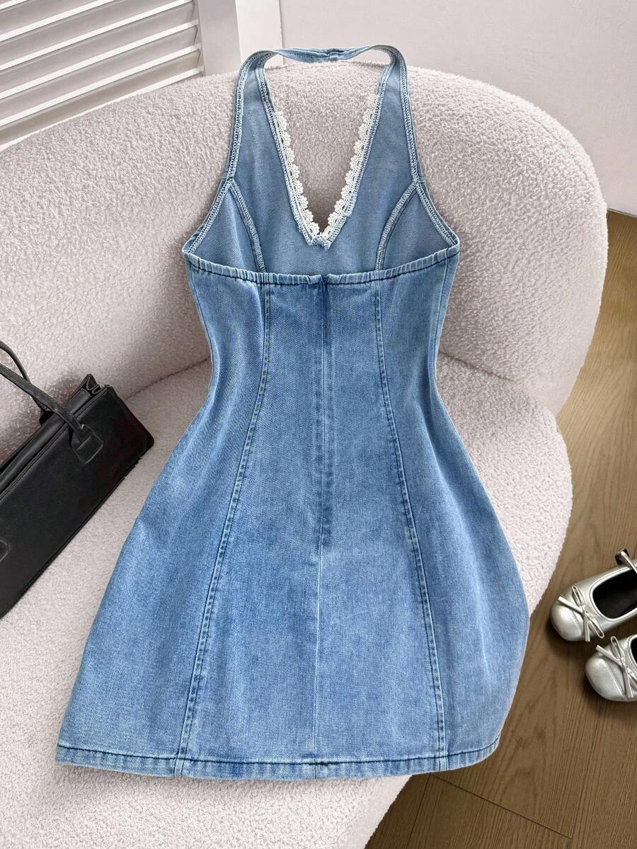 Womens Halter Neck Denim Mini  - Halter Neck Top incelemesi ve fiyatı