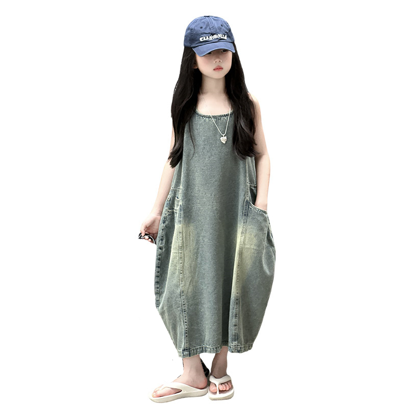 Vintage Blue Children Girls Hi - Quality Summer Clothing incelemesi ve fiyatı