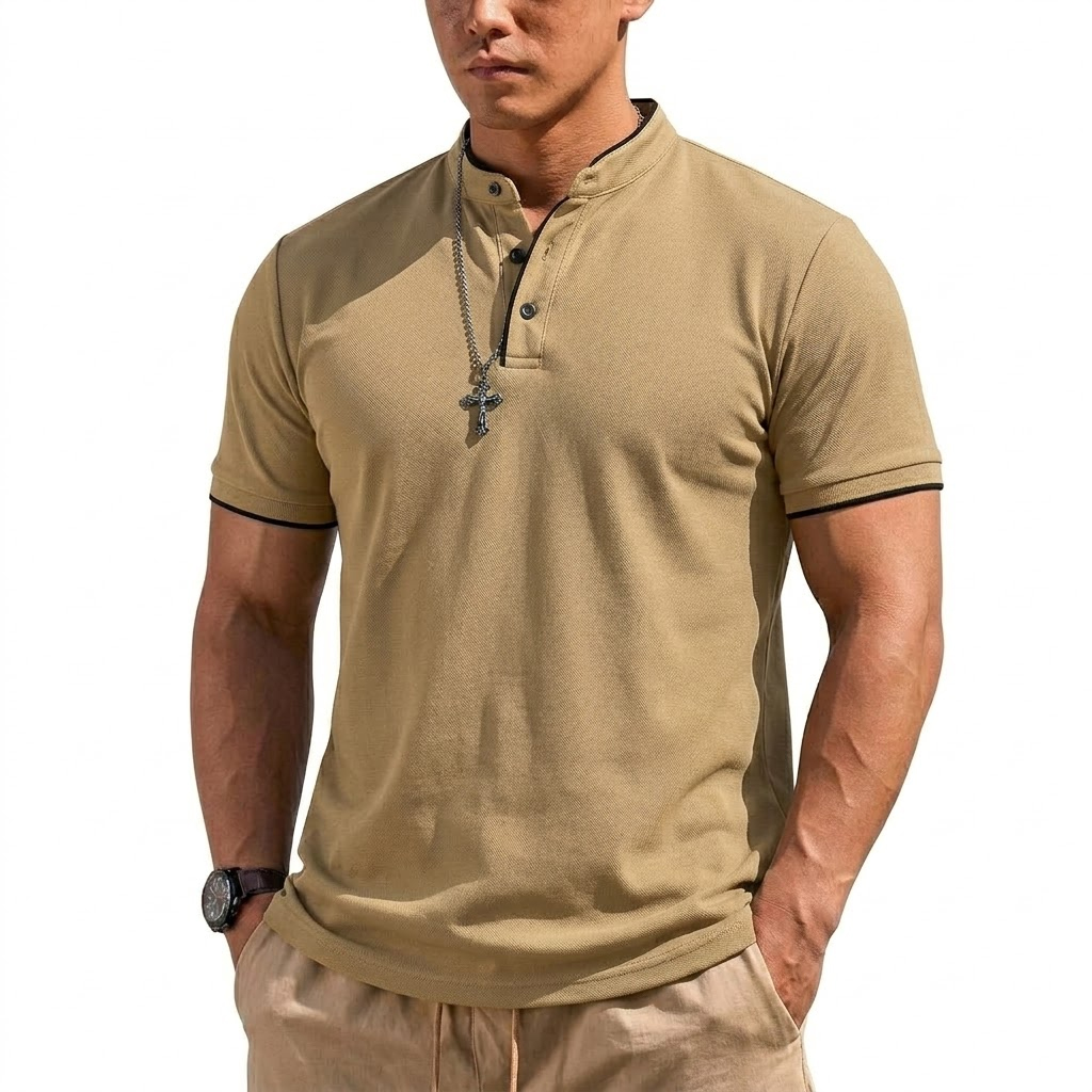 Summer Short Sleeve Henley Shi - Summer Clothing For Young Men incelemesi ve fiyatı